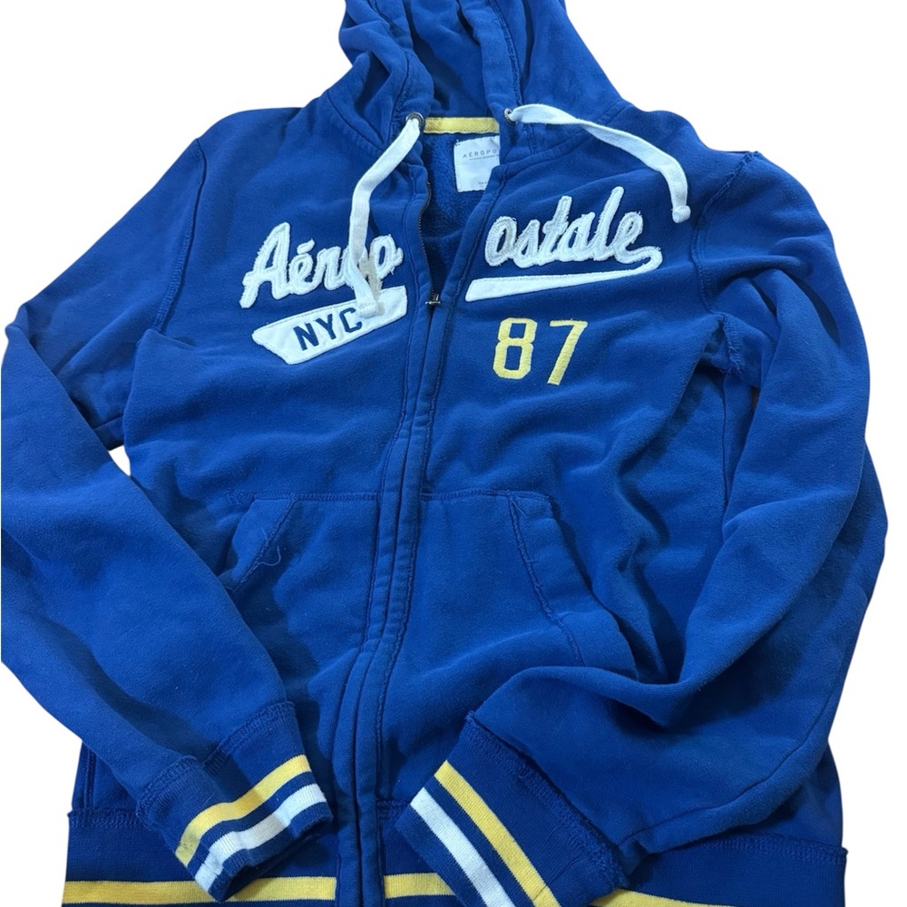 Aeropostale Kids Blue and Yellow Zip-Up Jacket